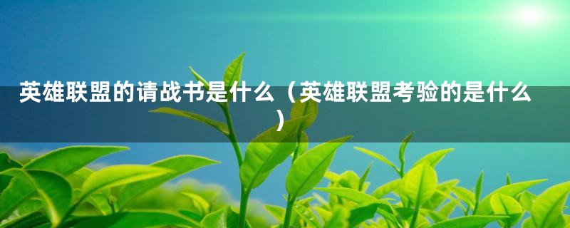 英雄联盟的请战书是什么（英雄联盟考验的是什么）