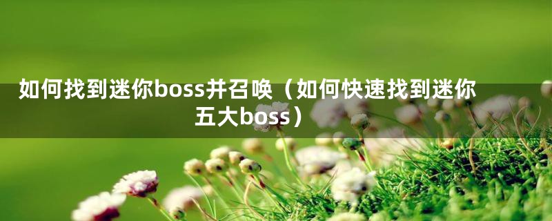 如何找到迷你boss并召唤（如何快速找到迷你五大boss）