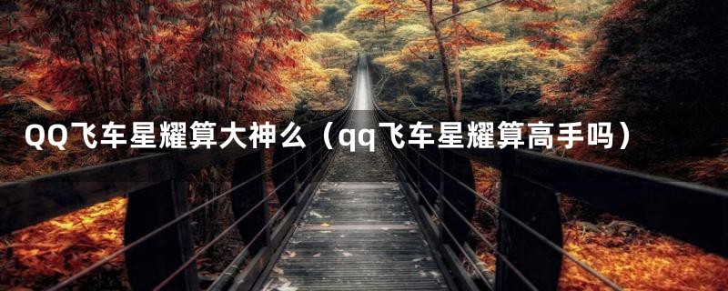 QQ飞车星耀算大神么（qq飞车星耀算高手吗）