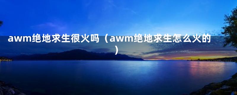 awm绝地求生很火吗（awm绝地求生怎么火的）