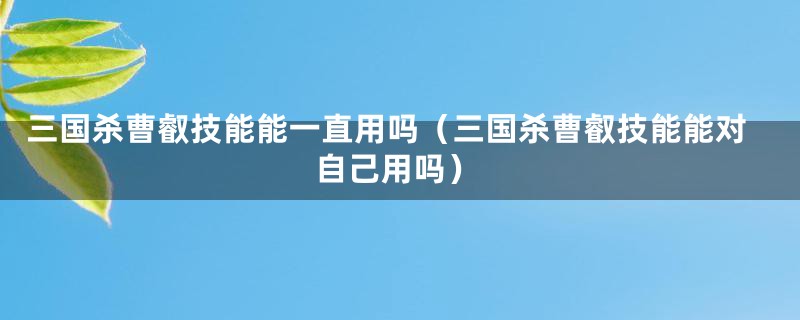 三国杀曹叡技能能一直用吗（三国杀曹叡技能能对自己用吗）