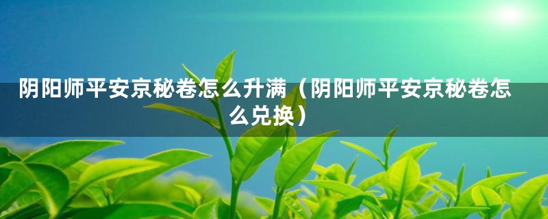 阴阳师平安京秘卷怎么升满（阴阳师平安京秘卷怎么兑换）