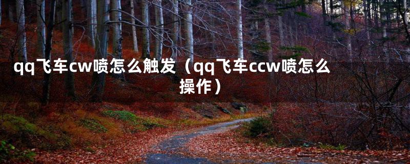 qq飞车cw喷怎么触发（qq飞车ccw喷怎么操作）