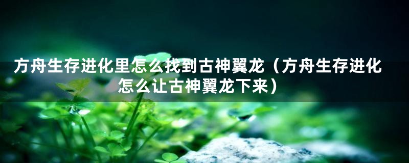 方舟生存进化里怎么找到古神翼龙（方舟生存进化怎么让古神翼龙下来）