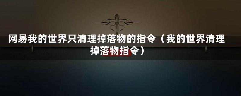 网易我的世界只清理掉落物的指令（我的世界清理掉落物指令）