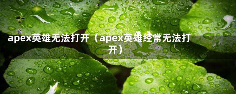 apex英雄无法打开（apex英雄经常无法打开）