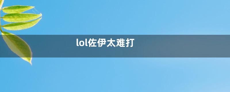 lol佐伊太难打