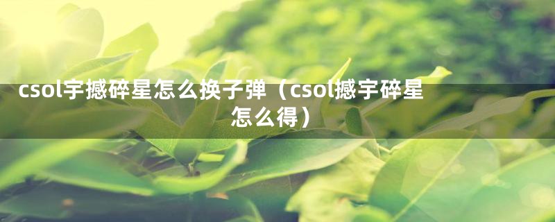 csol宇撼碎星怎么换子弹（csol撼宇碎星怎么得）