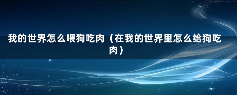 我的世界怎么喂狗吃肉（在我的世界里怎么给狗吃肉）