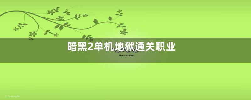 暗黑2单机地狱通关职业