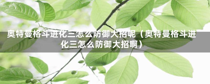 奥特曼格斗进化三怎么防御大招呢（奥特曼格斗进化三怎么防御大招啊）