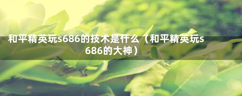 和平精英玩s686的技术是什么（和平精英玩s686的大神）