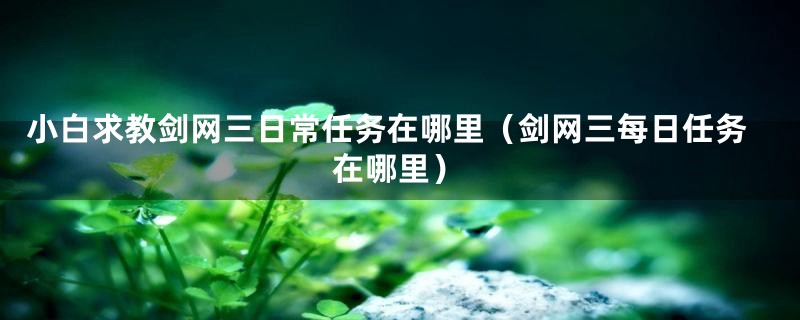 小白求教剑网三日常任务在哪里（剑网三每日任务在哪里）