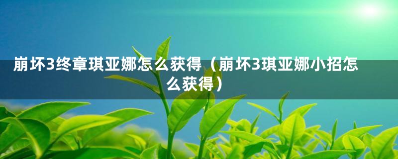 崩坏3终章琪亚娜怎么获得（崩坏3琪亚娜小招怎么获得）