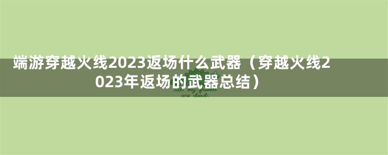 端游穿越火线2023返场什么武器（穿越火线2023年返场的武器总结）