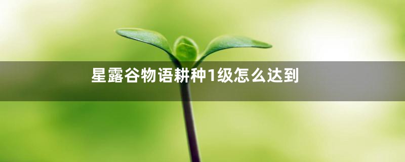 星露谷物语耕种1级怎么达到