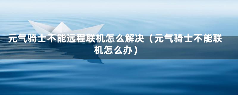 元气骑士不能远程联机怎么解决（元气骑士不能联机怎么办）