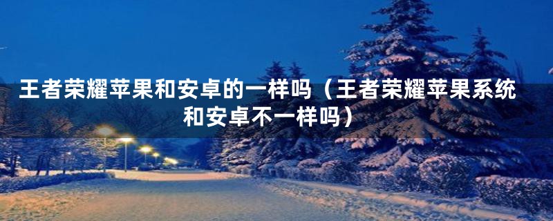 王者荣耀苹果和安卓的一样吗（王者荣耀苹果系统和安卓不一样吗）