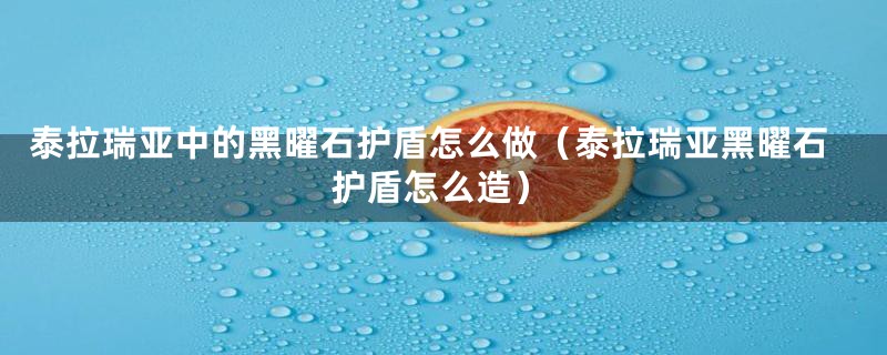 泰拉瑞亚中的黑曜石护盾怎么做（泰拉瑞亚黑曜石护盾怎么造）