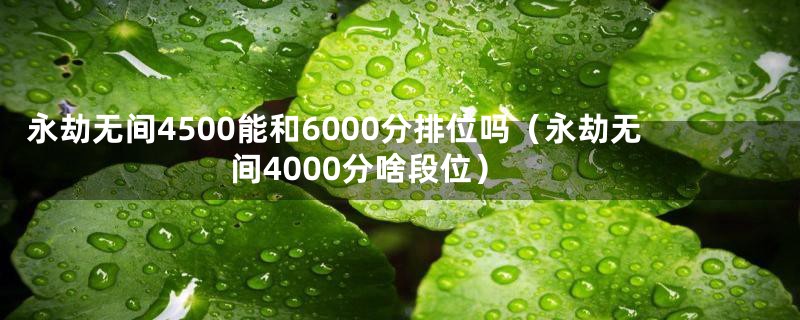 永劫无间4500能和6000分排位吗（永劫无间4000分啥段位）