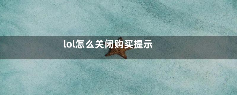 lol怎么关闭购买提示