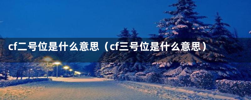 cf二号位是什么意思（cf三号位是什么意思）