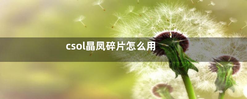 csol晶凤碎片怎么用