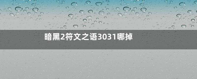 暗黑2符文之语3031哪掉