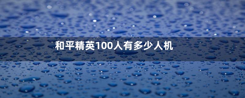 和平精英100人有多少人机