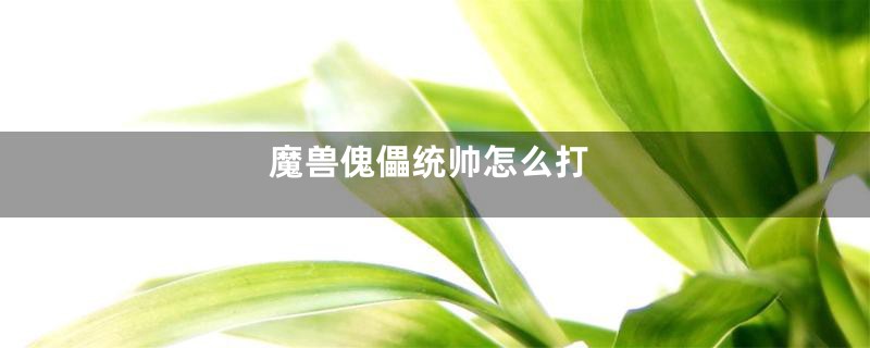 魔兽傀儡统帅怎么打