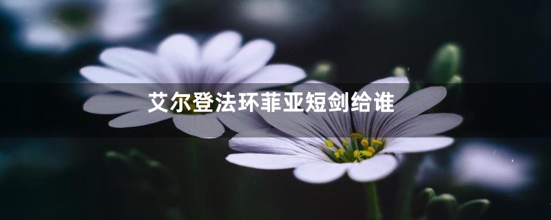 艾尔登法环菲亚短剑给谁