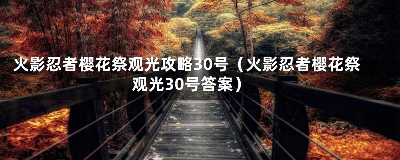 火影忍者樱花祭观光攻略30号（火影忍者樱花祭观光30号答案）