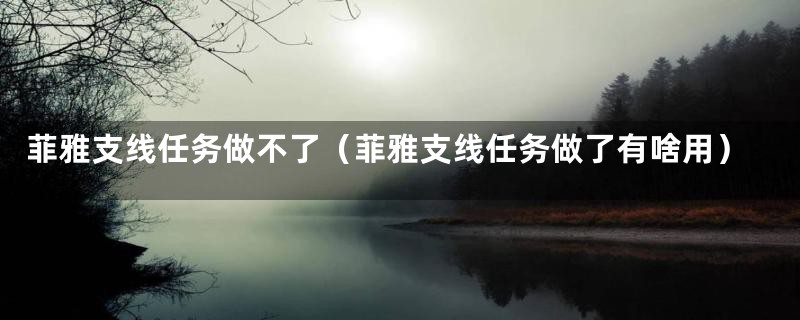 菲雅支线任务做不了（菲雅支线任务做了有啥用）