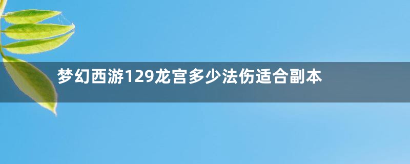 梦幻西游129龙宫多少法伤适合副本