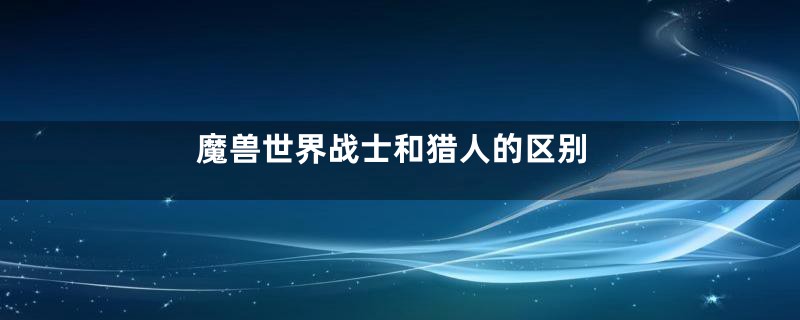 魔兽世界战士和猎人的区别