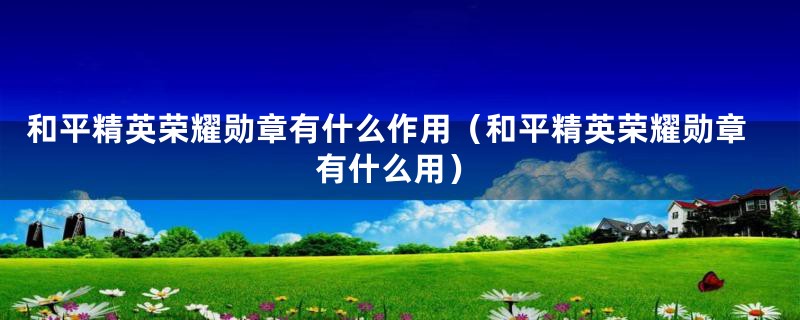 和平精英荣耀勋章有什么作用（和平精英荣耀勋章有什么用）