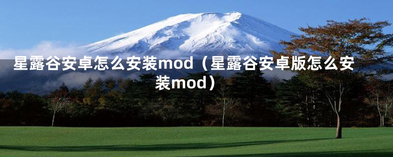 星露谷安卓怎么安装mod（星露谷安卓版怎么安装mod）