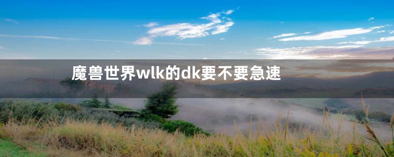 魔兽世界wlk的dk要不要急速