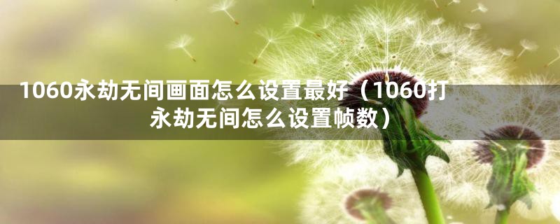 1060永劫无间画面怎么设置最好（1060打永劫无间怎么设置帧数）