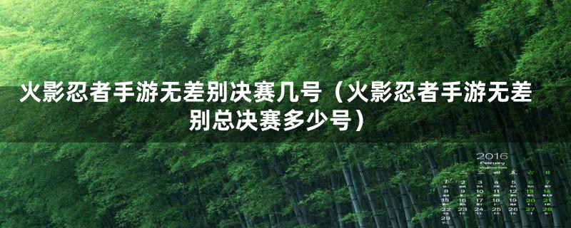 火影忍者手游无差别决赛几号（火影忍者手游无差别总决赛多少号）