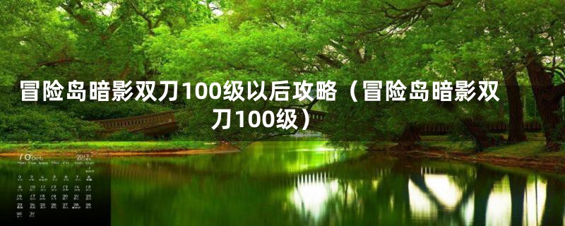 冒险岛暗影双刀100级以后攻略（冒险岛暗影双刀100级）