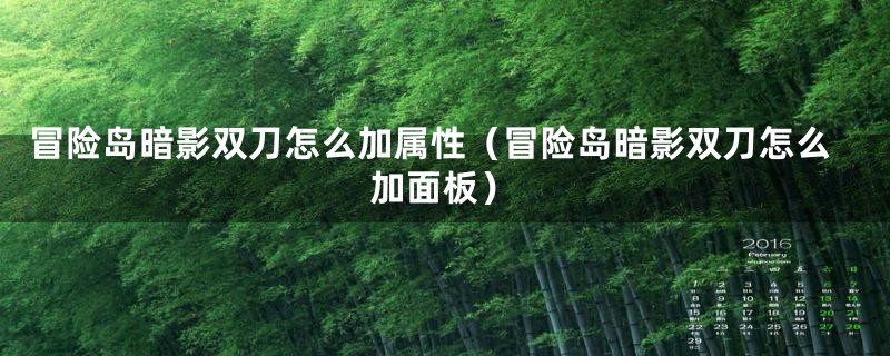 冒险岛暗影双刀怎么加属性（冒险岛暗影双刀怎么加面板）