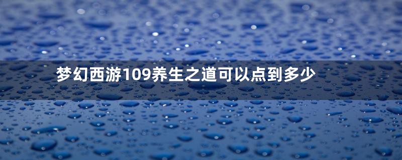 梦幻西游109养生之道可以点到多少