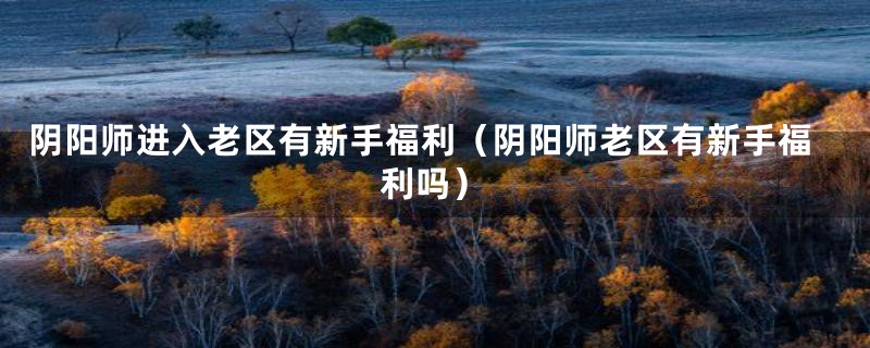 阴阳师进入老区有新手福利（阴阳师老区有新手福利吗）