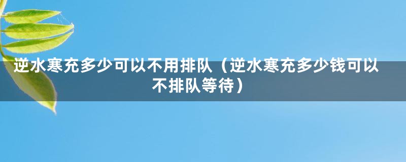 逆水寒充多少可以不用排队（逆水寒充多少钱可以不排队等待）