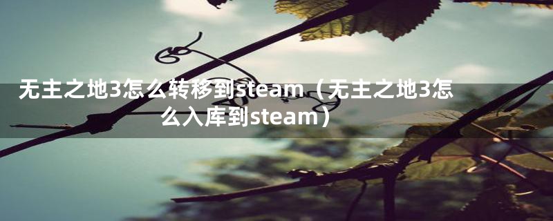 无主之地3怎么转移到steam（无主之地3怎么入库到steam）