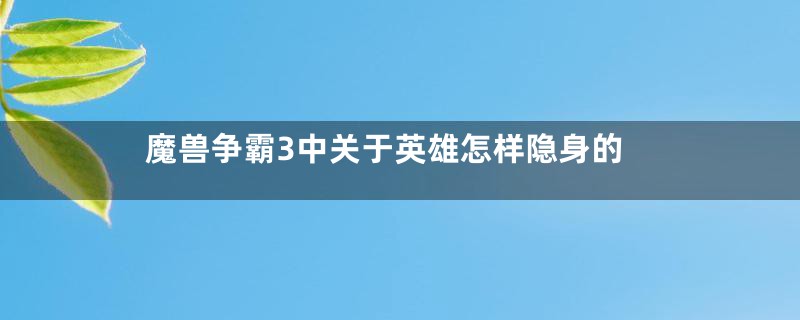 魔兽争霸3中关于英雄怎样隐身的