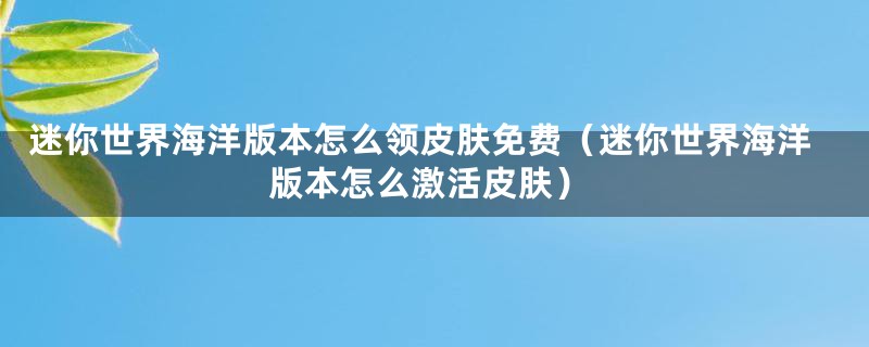 迷你世界海洋版本怎么领皮肤免费（迷你世界海洋版本怎么激活皮肤）