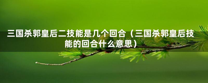 三国杀郭皇后二技能是几个回合（三国杀郭皇后技能的回合什么意思）