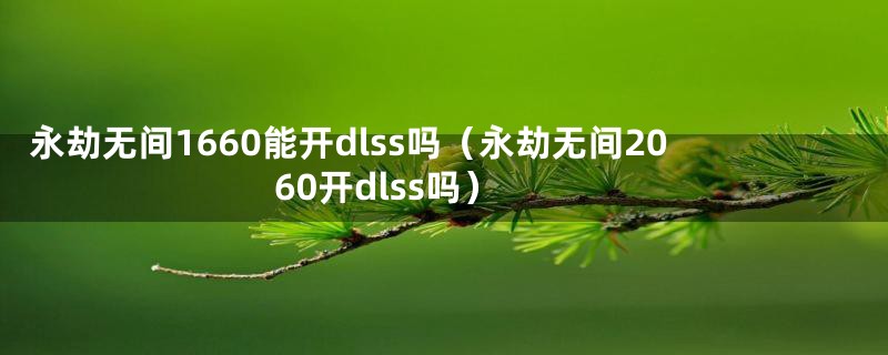 永劫无间1660能开dlss吗（永劫无间2060开dlss吗）